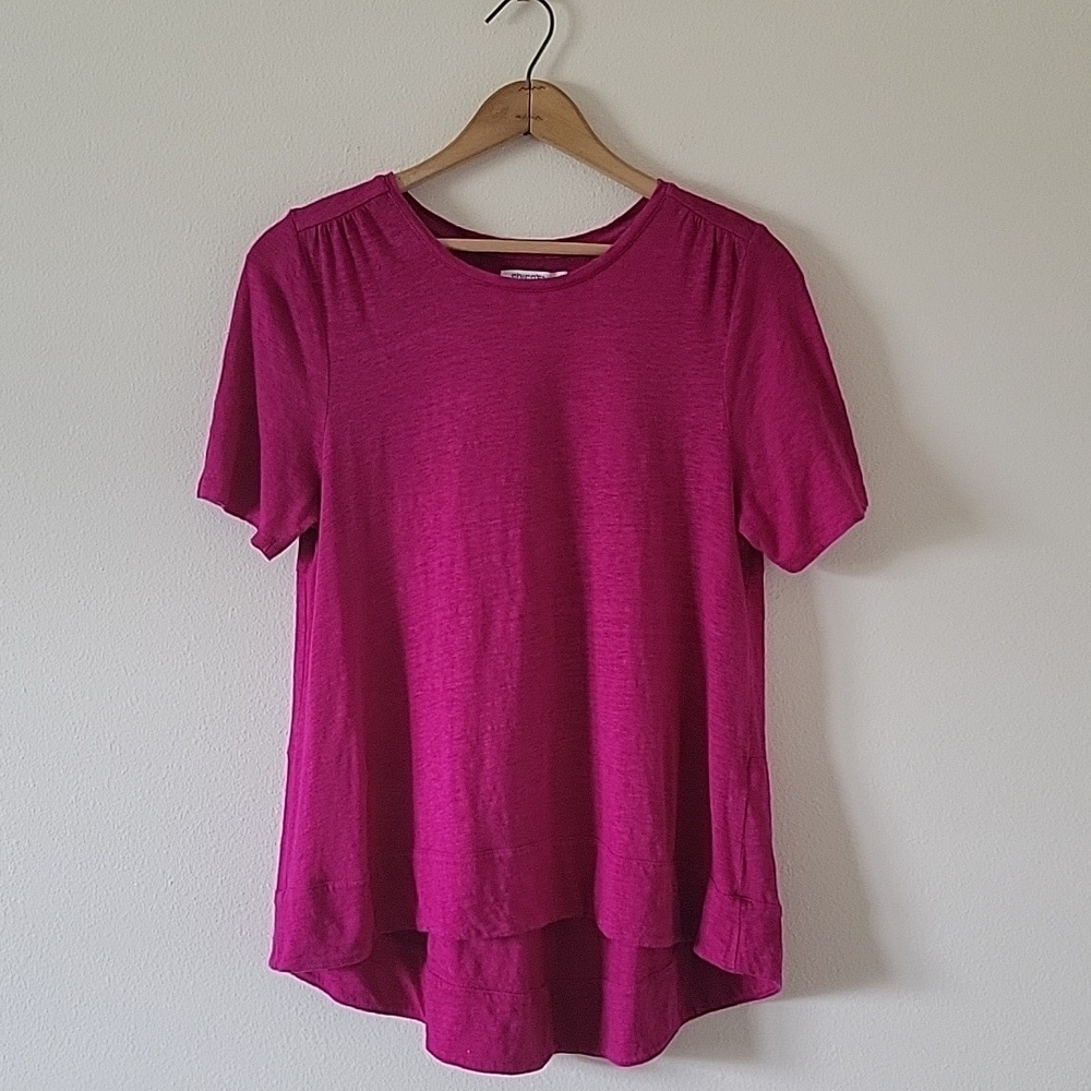 Chico’s‎ Botanic Berry Linen Tiered Swing Tee Size Medium